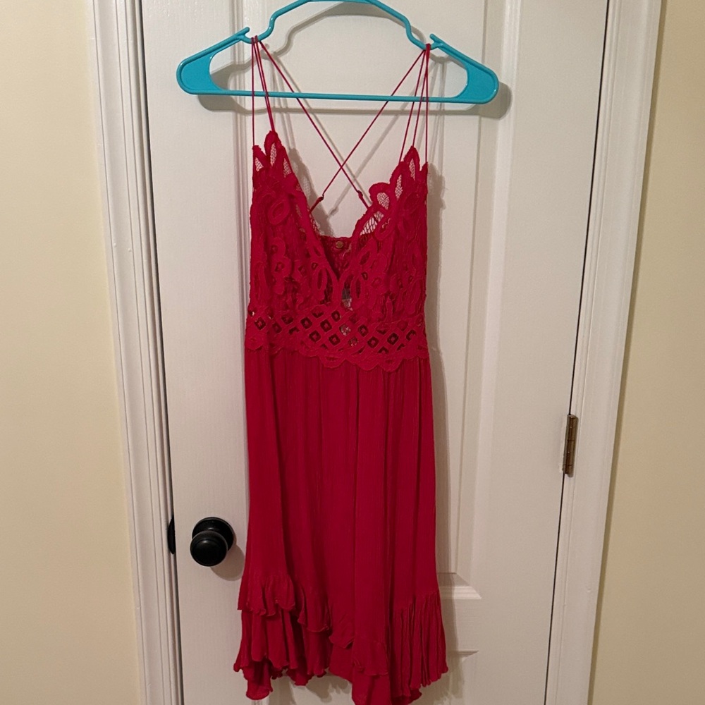 FP Movement by Free People Red Lace Midi Dress